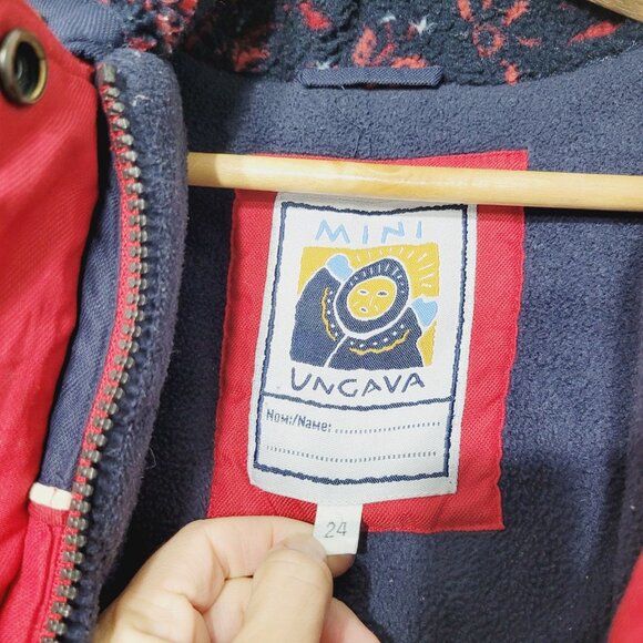 Mini Ungava Vintage Toddler One Piece SnowSuit Red Zippered Insulated Hooded 24m - Picture 8 of 13